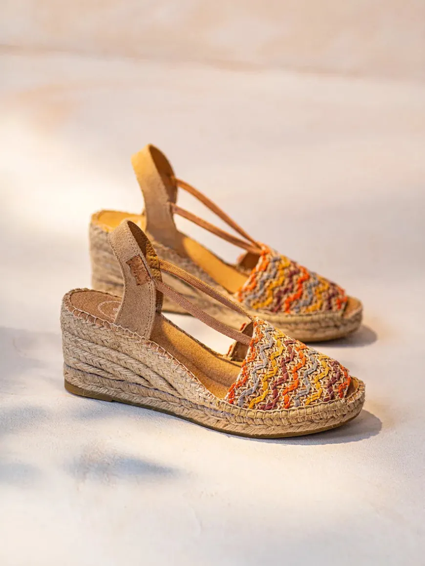 SARA-RS - Women's multicolour cotton espadrille with wedge