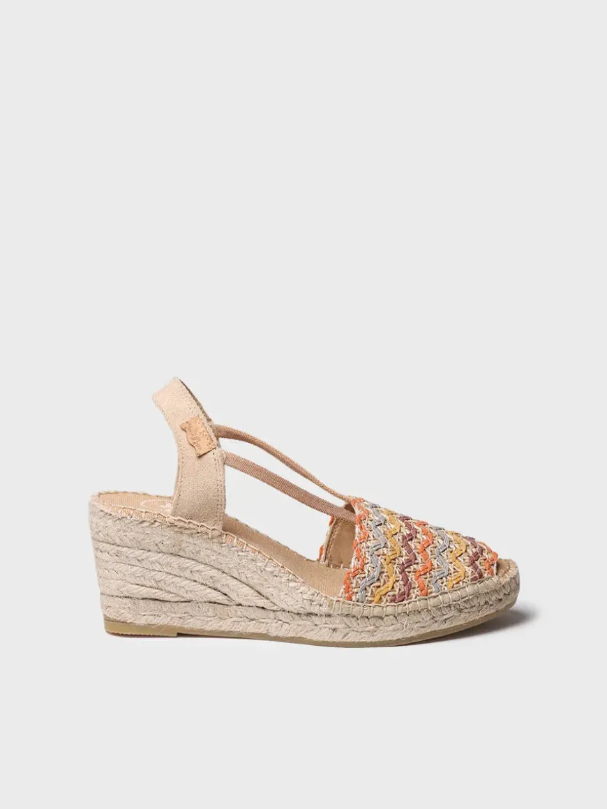 SARA-RS - Women's multicolour cotton espadrille with wedge