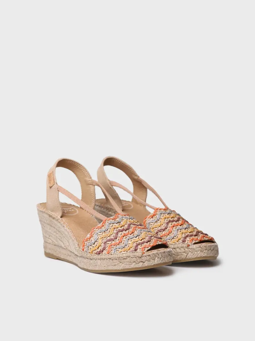 SARA-RS - Women's multicolour cotton espadrille with wedge