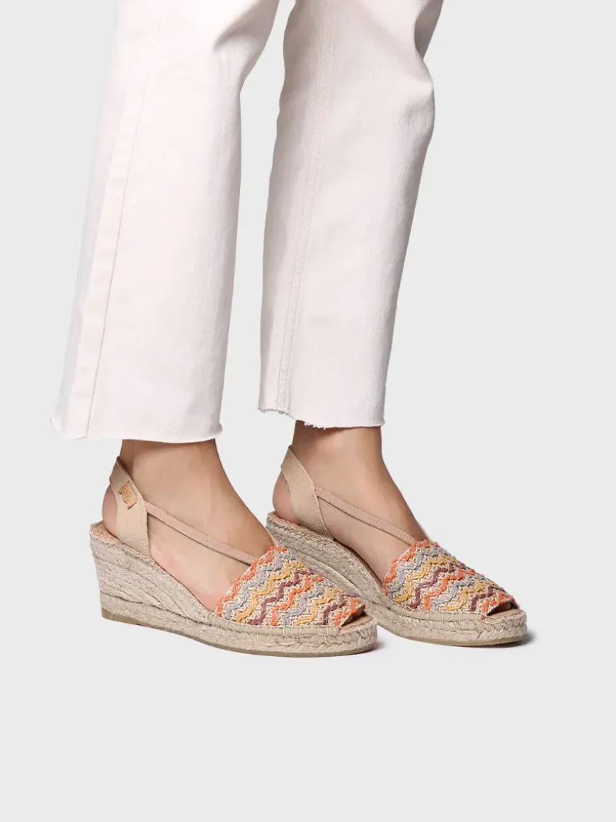 SARA-RS - Women's multicolour cotton espadrille with wedge