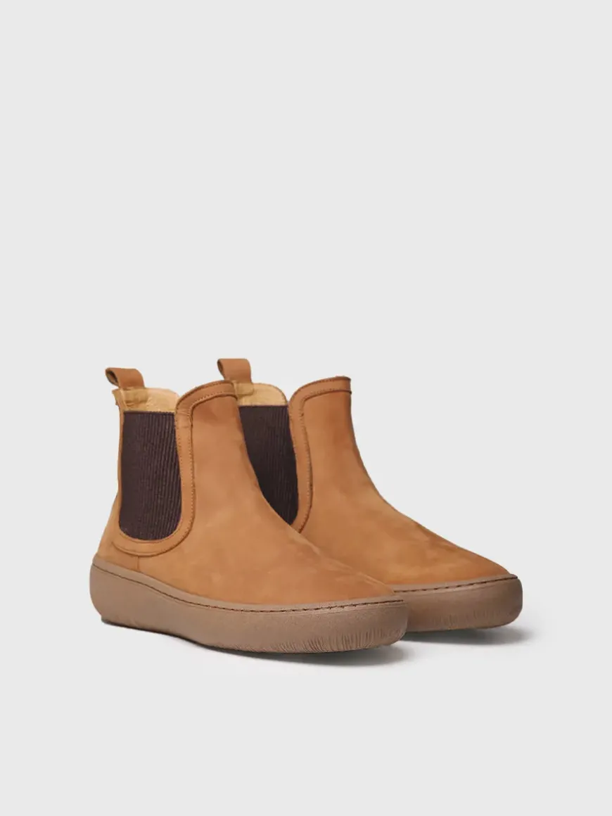 SERRA - Women's nubuck leather ankle boots with side elastic
