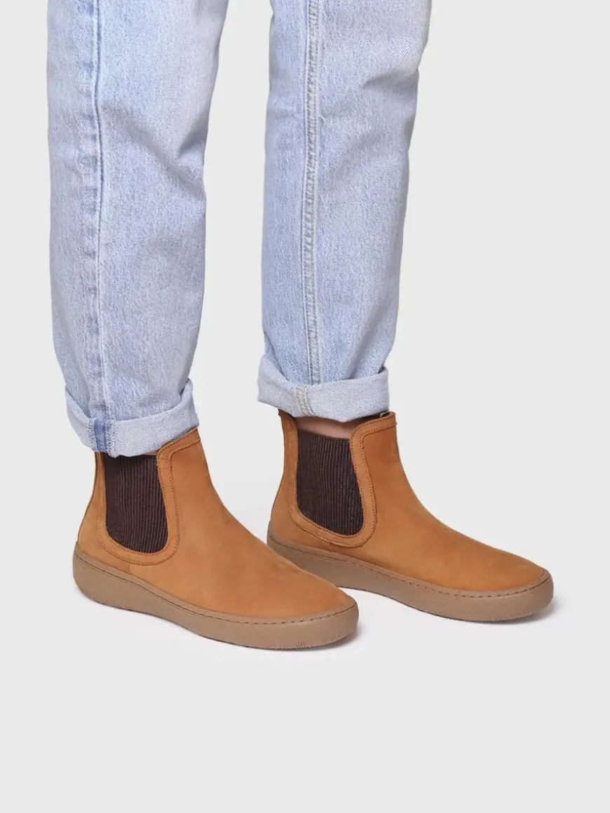 SERRA - Women's nubuck leather ankle boots with side elastic