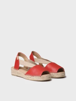 TALA - Women's espadrille in leather with wedge and elastics for wide fit