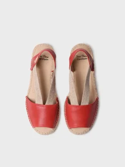 TALA - Women's espadrille in leather with wedge and elastics for wide fit