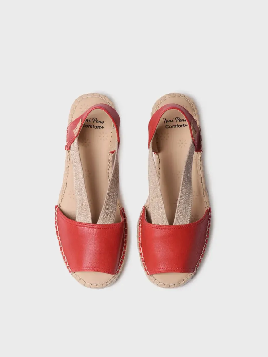 TALA - Women's espadrille in leather with wedge and elastics for wide fit