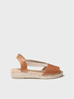 TALA - Women's espadrille in leather with wedge and elastics for wide fit