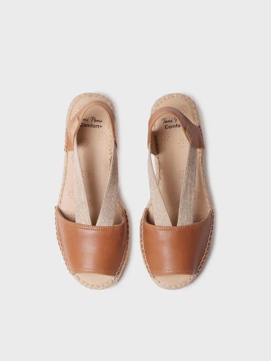 TALA - Women's espadrille in leather with wedge and elastics for wide fit