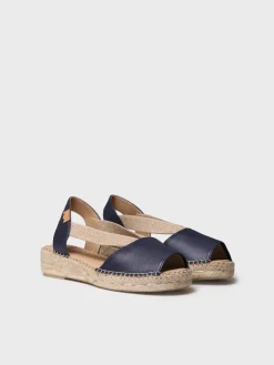 TALA - Women's espadrille in leather with wedge and elastics for wide fit