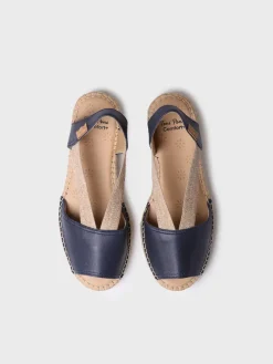 TALA - Women's espadrille in leather with wedge and elastics for wide fit