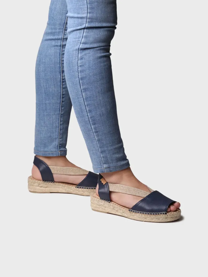 TALA - Women's espadrille in leather with wedge and elastics for wide fit
