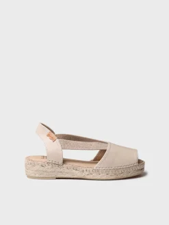 TALA - Women's espadrille in leather with wedge and elastics for wide fit