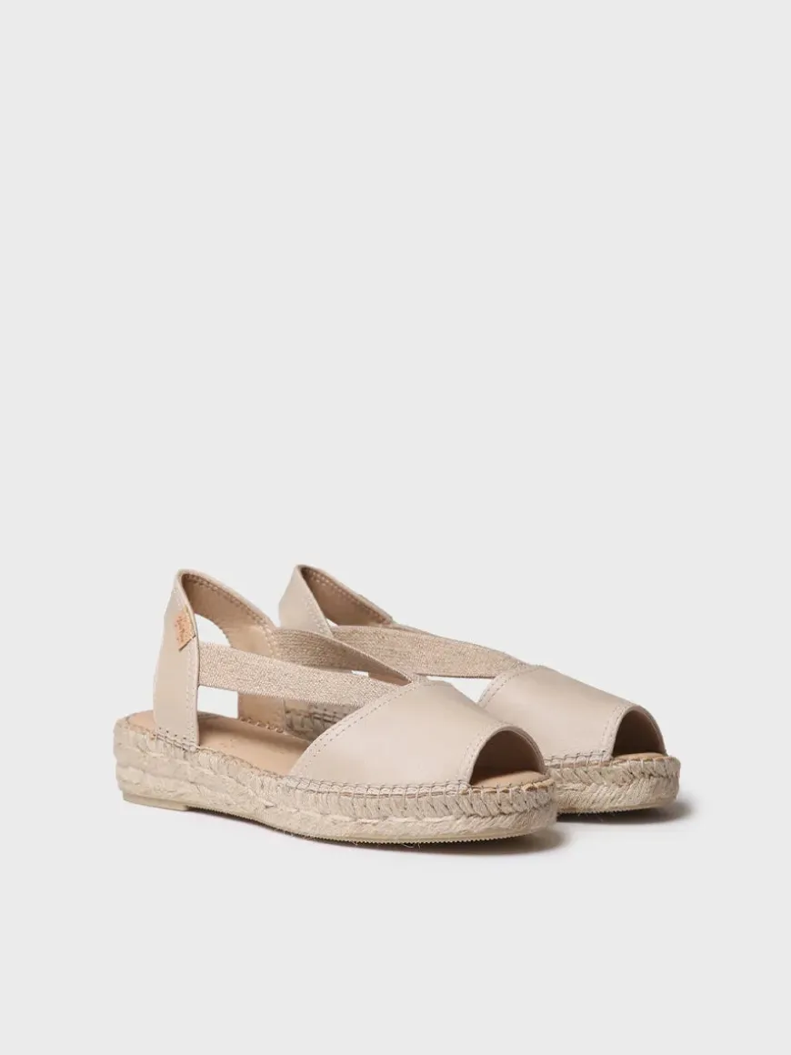 TALA - Women's espadrille in leather with wedge and elastics for wide fit