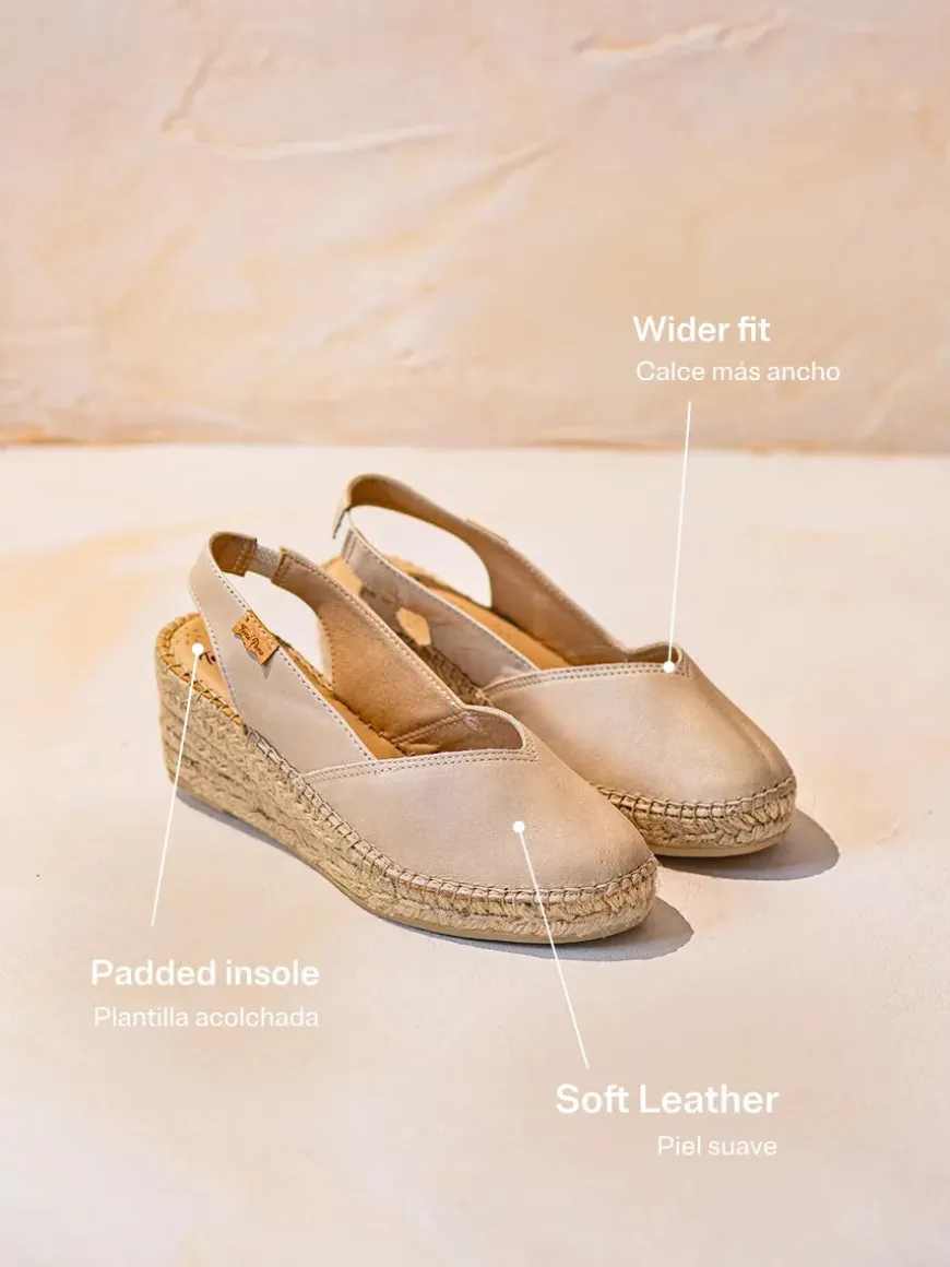 TERMAL - Women's leather espadrille with wedge for wide fit