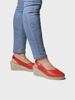 TERMAL - Women's leather espadrille with wedge for wide fit