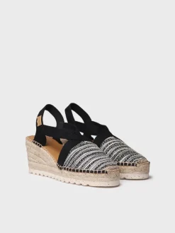 TERRA-CL - Medium wedge espadrille in multicoloured fabric with a shiny finish