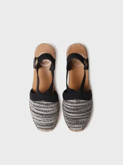 TERRA-CL - Medium wedge espadrille in multicoloured fabric with a shiny finish