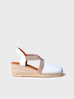 TOSSA - Women's medium wedge leather espadrilles