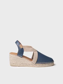 TOSSA - Women's medium wedge leather espadrilles