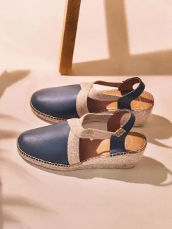 TOSSA - Women's medium wedge leather espadrilles