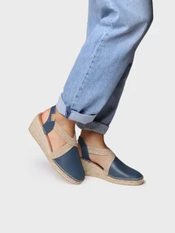 TOSSA - Women's medium wedge leather espadrilles