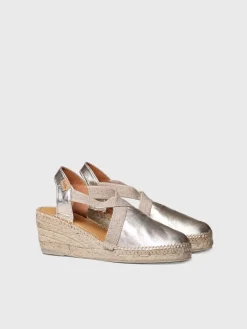 TOSSA - Women's medium wedge leather espadrilles