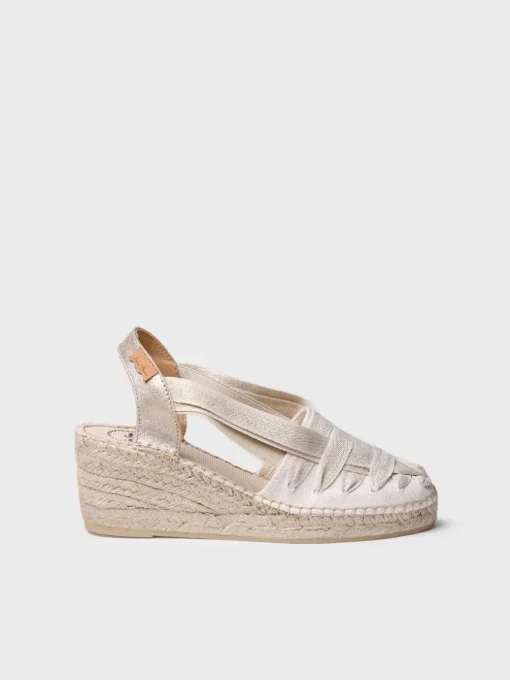 TRACY-CZ - Women's espadrille in raw cotton with wedge and ribbons