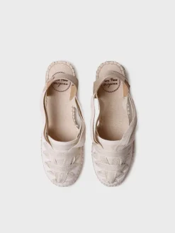 TRACY-CZ - Women's espadrille in raw cotton with wedge and ribbons