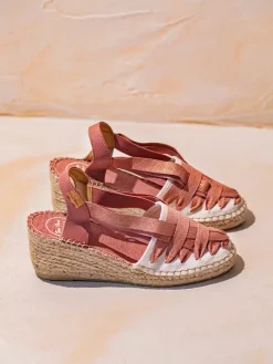 TRACY-CZ - Women's espadrille in raw cotton with wedge and ribbons