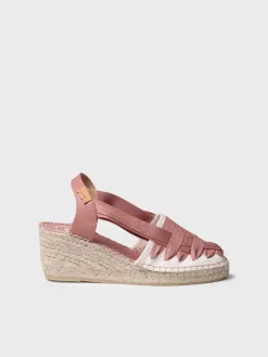 TRACY-CZ - Women's espadrille in raw cotton with wedge and ribbons