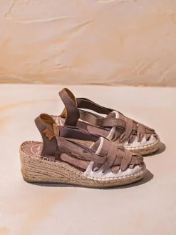 TRACY-CZ - Women's espadrille in raw cotton with wedge and ribbons