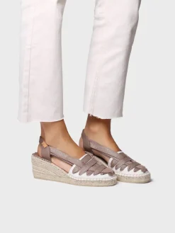 TRACY-CZ - Women's espadrille in raw cotton with wedge and ribbons