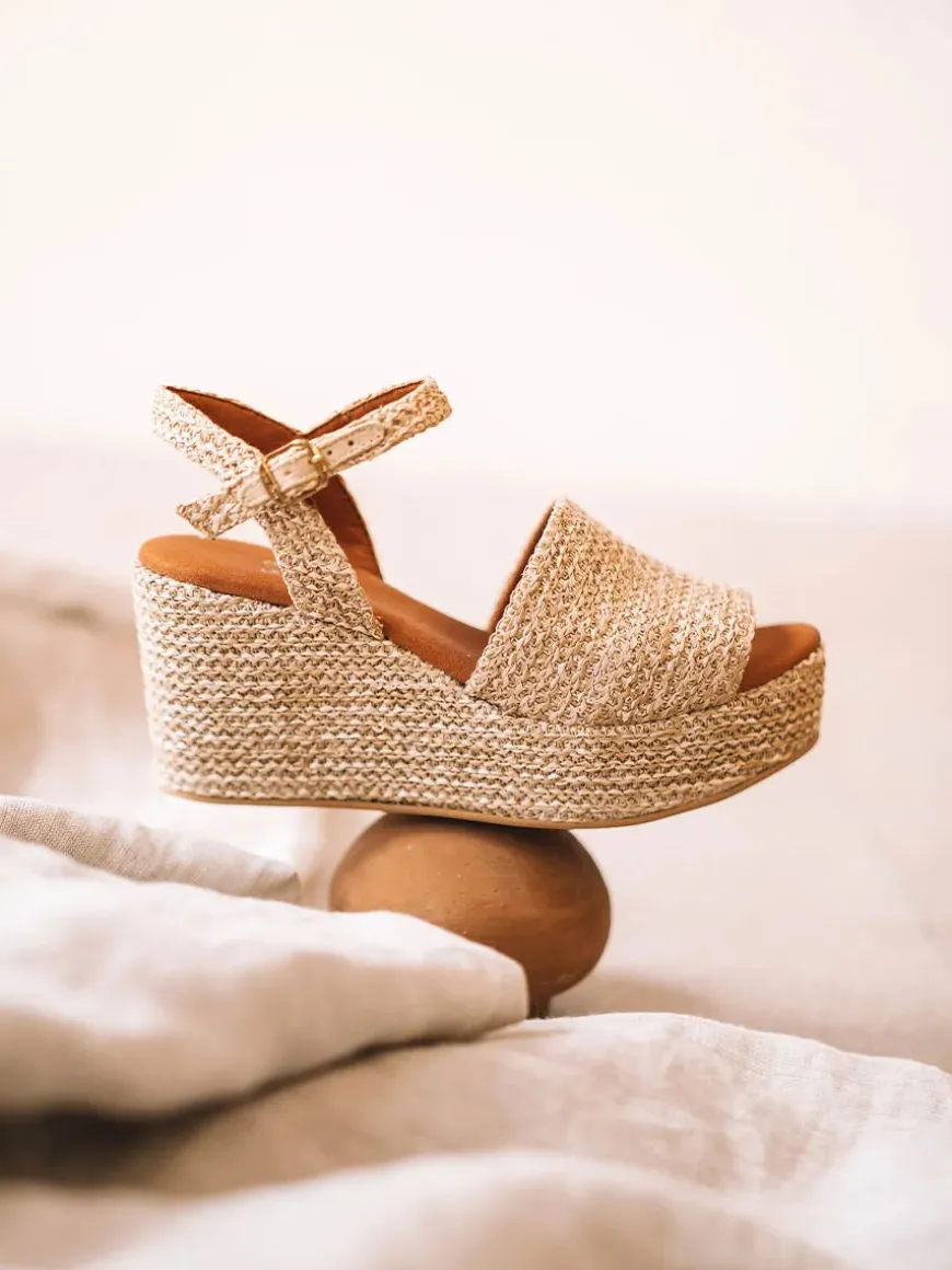 TULIA - Women's high espadrilles in raffia