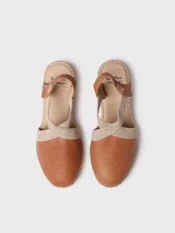 TUNDRA - Women's leather espadrille with wedge and elastics designed for wide fit