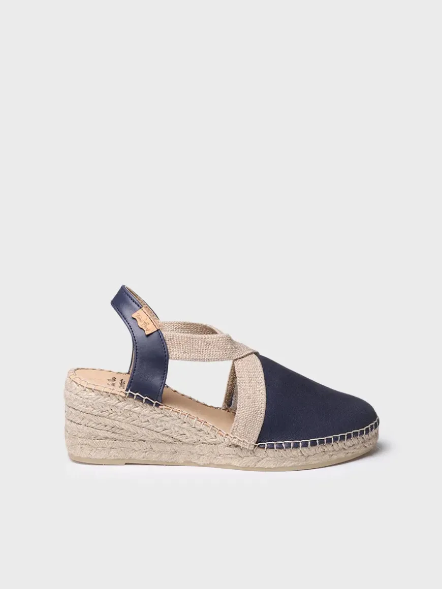TUNDRA - Women's leather espadrille with wedge and elastics designed for wide fit