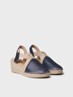 TUNDRA - Women's leather espadrille with wedge and elastics designed for wide fit