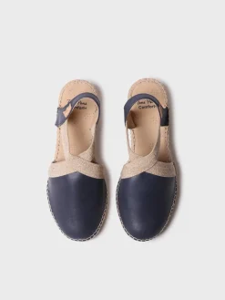 TUNDRA - Women's leather espadrille with wedge and elastics designed for wide fit