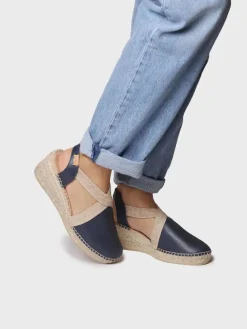TUNDRA - Women's leather espadrille with wedge and elastics designed for wide fit