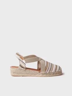 VINAROS - Vegan women's espadrille in striped cotton with wedge