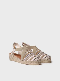 VINAROS - Vegan women's espadrille in striped cotton with wedge