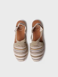 VINAROS - Vegan women's espadrille in striped cotton with wedge