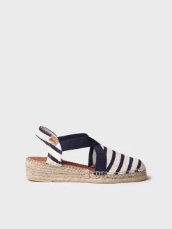 VINAROS - Vegan women's espadrille in striped cotton with wedge
