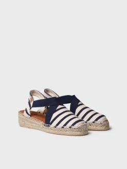 VINAROS - Vegan women's espadrille in striped cotton with wedge