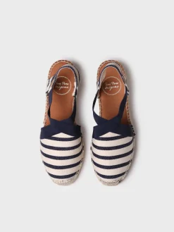 VINAROS - Vegan women's espadrille in striped cotton with wedge