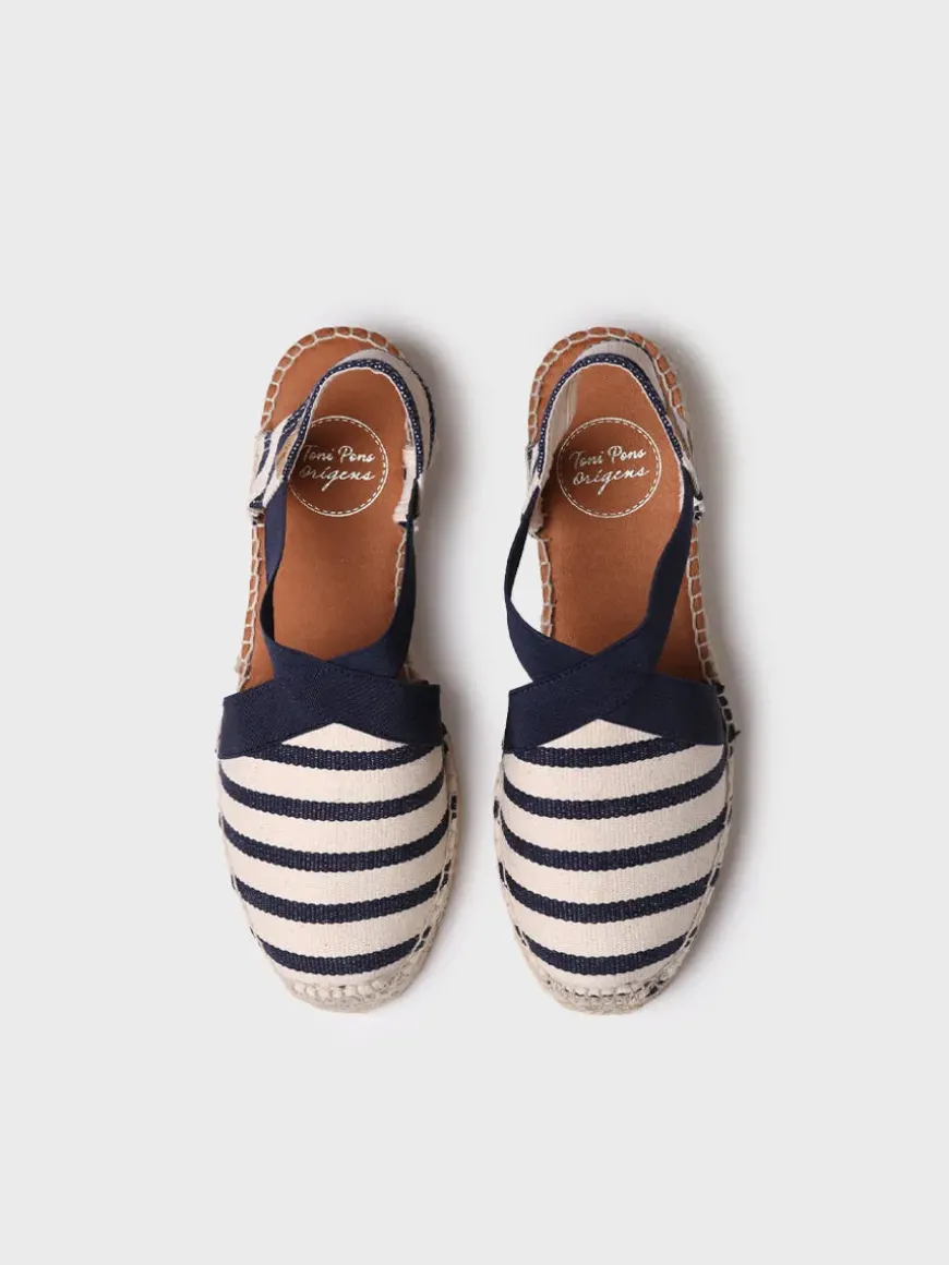 VINAROS - Vegan women's espadrille in striped cotton with wedge