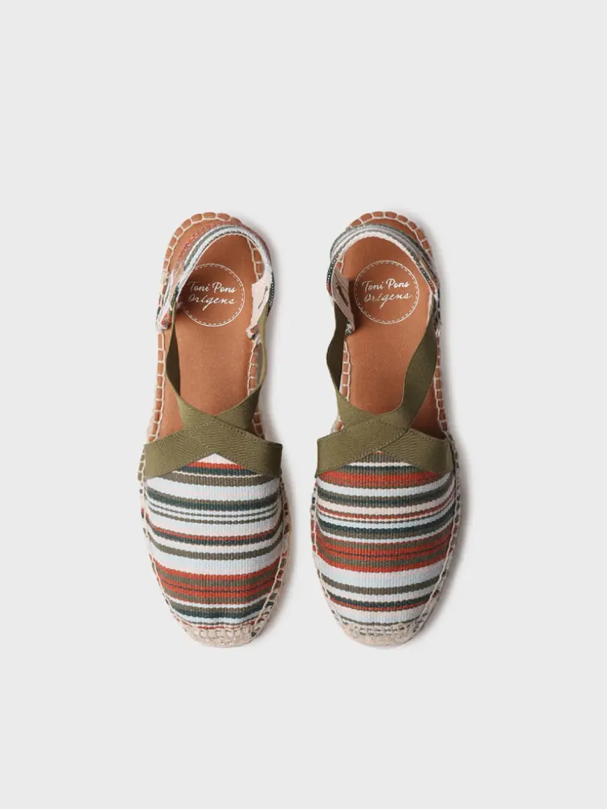 VINAROS - Vegan women's espadrille in striped cotton with wedge