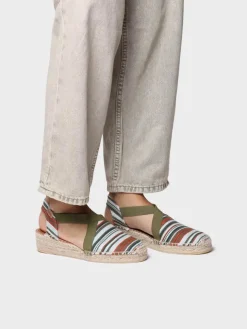 VINAROS - Vegan women's espadrille in striped cotton with wedge