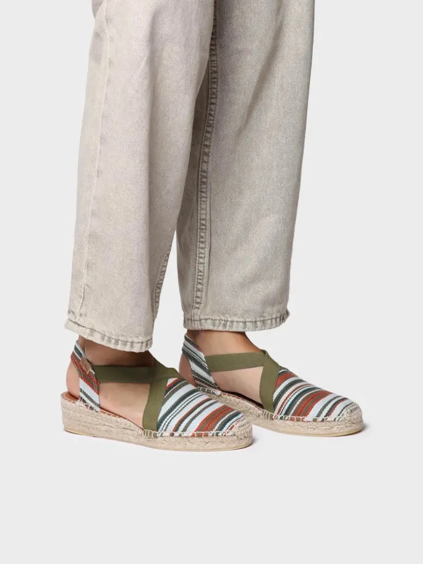 VINAROS - Vegan women's espadrille in striped cotton with wedge