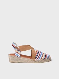 VINAROS - Vegan women's espadrille in striped cotton with wedge
