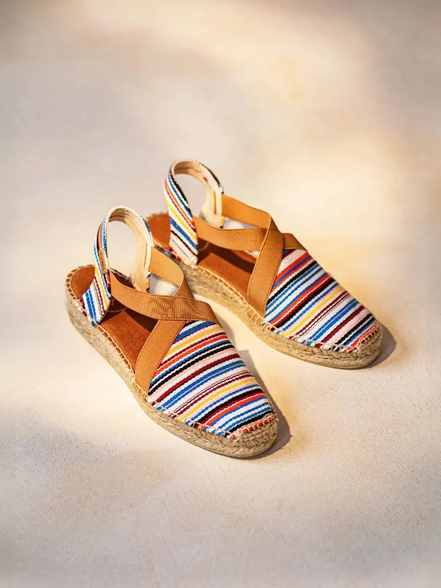 VINAROS - Vegan women's espadrille in striped cotton with wedge